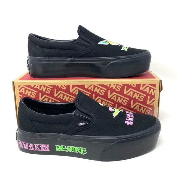 VANS Classic Slip On Stackform Shoe For Women Black Canvas Low Top VN0A7Q5R1OJ - Picture 4 of 11